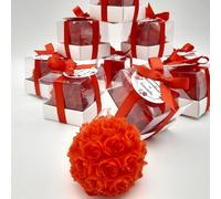 detalles boda para invitados, juego de Rosa velas personalizadas regalos originales para invitados de bodas, recuerdos comunion bautizo de boda (rojo, juego de 20)