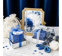 detalles boda para invitados, juego de Rosa velas personalizadas regalos originales para invitados de bodas, recuerdos comunion bautizo de boda (azul, juego de 20)
