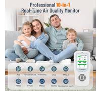 Detector de calidad del aire 10 en 1, detector de formaldehído, monitor de contaminación AQI con temperatura y humedad para la medición de PM2.5/PM10/HCHO