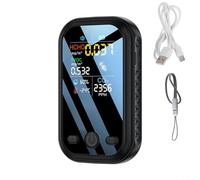 Detector de calidad del aire 5 en 1 con pantalla de 1.9 pulgadas, monitor de temperatura y humedad HCHO TVOC, dispositivo de sensor semiconductor portátil para oficina en casa (negro)