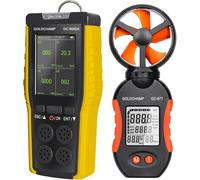 Detector de gas 4 en 1 para materiales inflamables/O2/H2S/CO, con alarma de sonido/luz/vibración y pantalla LCD. Detectores de fugas de gas para uso doméstico + anemómetro portátil, con 5 unidades y e