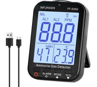 Detector de gas NH3, detector de gas amoníaco, detector de fugas de gas con alarma acústica y visual, medidor de calidad del aire interior para amoníaco, detector de gas portátil con