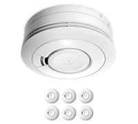 Detector de humo - 10 años - Batería integrada - Dormitorio - Set de 6 unidades blanco