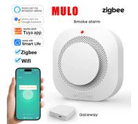 Detector de Humo Inteligente ZigBee WiFi, Funciona con la Aplicación Tuya Smart Life, Sensor de Incendio Compatible para Seguridad del Hogar, Alertas por Aplicación Zigbee Smoke Sensor