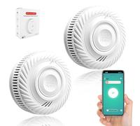 Detector de Humo Smart con Alarma de Incendio, Alarma de Humo con Sensor Fotoeléctrico Avanzado,Alarma de Incendio con Monitoreo Remoto a través de App,Batería de 10 Años de Vida Útil,Alarma 85dB.2PCS