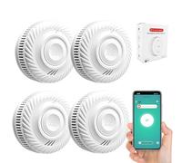 Detector de Humo Smart con Alarma de Incendio, Alarma de Humo con Sensor Fotoeléctrico Avanzado,Alarma de Incendio con Monitoreo Remoto a través de App,Batería de 10 Años de Vida Útil,Alarma 85dB.4PCS