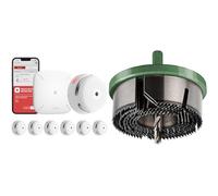 Detector de Humo X-Sense XS01-M ProConnected con estación Base SBS50, certificación TÜV y Sierra Perforadora de Anillos múltiples kwb AKKU-Top