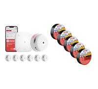 Detector de Humo X-Sense XS01-M ProConnected con estación Base SBS50 y Cinta Aislante tesa en Paquete de 5 - Cinta Aislante autoadhesiva, Resistente al Calor