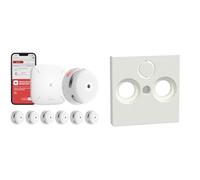 Detector de Humo X-Sense XS01-M ProConnected con estación Base SBS50 y Cubierta ciega Schneider Electric Merten 391619, Blanco Polar Brillante, System M, 1x Cubierta ciega, Fabricado en Alemania