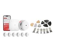 Detector de Humo X-Sense XS01-M ProConnected con estación Base SBS50 y Juego de Accesorios Fein Best of Starlock Renovation de 26 Piezas, para multiherramientas