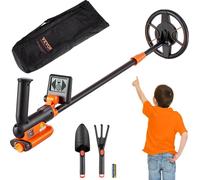 Detector de metales para niños, con bobina de búsqueda impermeable de 15 cm (6 pulgadas) y pantalla LCD. Detector de oro ajustable, con una altura de 66 a 91 cm (26-36 pulgadas), y un mástil ligero de