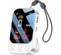 Detector de monóxido de carbono - Mini medidor de CO - Para uso en interiores - Detector de CO preciso - Con función de alarma inteligente: 3 en 1 para humedad, temperatura y CO - Portátil y recargabl