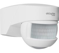 Detector de movimiento Oktaplex, modelo Lea, con grado de protección IP54, equipado con 2 sensores y diseño para montaje en esquina, color blanco