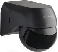 Detector de movimiento Oktaplex para exteriores, IP44, sensor infrarrojo, ángulo de cobertura de 180°, giratorio e inclinable, montaje en superficie, color antracita, compatible con tecnología LED
