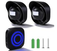 Detector de paso inalámbrico con detector de movimiento, 2 sensores de movimiento PIR y 1 receptor, alarma de paso por radio con 38 tonos de timbre, campana de tienda, sistema de alarma para casa