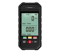 Detector de Radiación Electromagnética Alarma Et925 Portátil | Medidor de Campo Eléctrico y Magnético, Sensor Integrado, Tres Luces, Plástico Negro, Pilas Aaa
