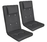 Detex 2X Cojines para Sillas de Jardín Respaldo Alto 118x45cm Antracita | Almohada Extraíble, Cintas Sujeción, Lavable 30 °C, Grosor 7 cm, Repelente al Agua, Balcón, Exterior, Terraza