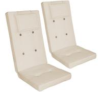 Detex 2X Cojines para Sillas de Jardín Respaldo Alto 118x45cm Crema | Almohada Extraíble, Cintas Sujeción, Lavable 30 °C, Grosor 7 cm, Repelente al Agua, Balcón, Exterior, Terraza