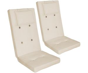 Detex 2X Cojines para Sillas de Jardín Respaldo Alto 118x45cm Crema | Almohada Extraíble, Cintas Sujeción, Lavable 30 °C, Grosor 7 cm, Repelente al Agua, Balcón, Exterior, Terraza