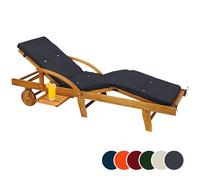 Detex® Cojin Tumbona Jardín Almohada Exterior Acolchado 5cm Colchoneta 195x55x5cm Terraza Patio Antracita