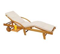 Detex® Cojin Tumbona Jardín Almohada Exterior Acolchado 5cm Colchoneta 195x55x5cm Terraza Patio Crema