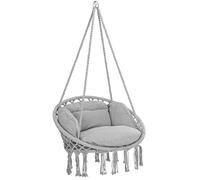 Silla colgante gris claro 80x60x140cm redonda con cojines