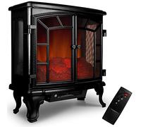 Deuba 103241 - Chimenea eléctrica con doble puerta y ambiente de efecto fuego de chimenea