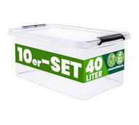 Caja de almacenaje set de 10 transparente 58x39x26cm 40L apilable