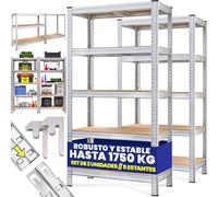 Deuba 2X Estanterías Metálicas 180x90x60cm 875kg Estantería para Cargas Pesadas 5 Estantes Taller