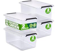 Deuba® 4x Cajas de Almacenaje con Tapa Apilables 2L Transparentes Juguetes Cocina Dormitorio libre de BPA Alimentos
