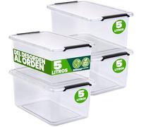 Caja de almacenaje set de 4 transparente 30x20x12cm 5L