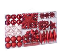 Deuba® Bolas Adornos para Árbol de Navidad Juego de 102 Piezas Mate Brillante Decoración Navideña Hogar Set Completo Colgante Interior Exterior Rojo