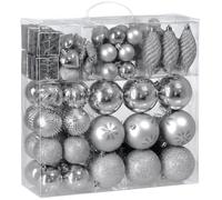 DEUBA® Bolas Adornos para Árbol de Navidad Set Completo 103Pzs. Decoración Navideña Colgante Plateado