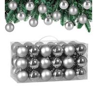 Deuba® Bolas Árbol de Navidad Set Completo 54 Pzs. Adornos Decoración Brillante Mate Colgante Plata