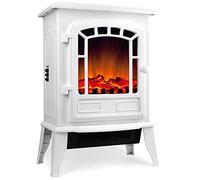 DEUBA® Chimenea Eléctrica de Pie Estufa Calefactor con Efecto Llama LED 30m² Bajo Consumo Niveles de Calefacción Potente 1000-2000W Protección contra Sobrecalentamiento Salón Comedor Habitación Blanco