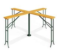Deuba Mesa Alta de Bar Madera XXL de 4 Brazos | Capacidad 20 Personas, Agujero Sombrilla, Plegable, Fácil Montaje, Marco Acero, Estable, Protectores Suelo, Jardín, Fiestas