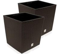 Deuba® Set 2X Macetas Rato 35L Macetero Grande Jardinera Decorativa Interior Exterior Jardín Marrón