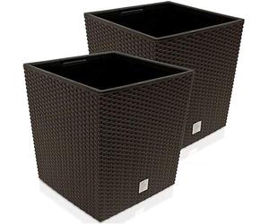 Deuba® Set 2X Macetas Rato 35L Macetero Grande Jardinera Decorativa Interior Exterior Jardín Marrón