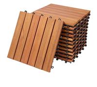 Deuba Set de 11 baldosas 'Clásico' de madera de Eucalipto 30 x 30 cm por 1m² losas de terraza jardín balcón spa