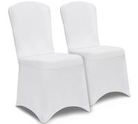 Deuba Set de 2 Cobertores para Asientos Blanco elásticos de Poliéster Fundas para sillas Eventos Fiestas