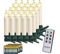 Deuba® Set de 20 Velas LED Árbol Navidad Decorativas In ontrol Remoto Pilas Temporizador Inalámbrico Blanco Cálido