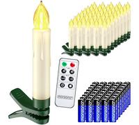 Deuba® Set de 40 Velas LED Árbol Navidad Decorativas In ontrol Remoto Pilas Temporizador Inalámbrico Blanco Cálido