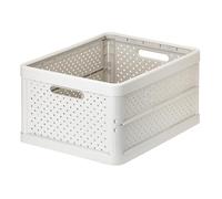 DEVESA Caja Plegable de Plástico Resistente, Caja Organizadora Apilable con Diseño Ventilado y Anti-Humedad para Hogar, Armario, Coche y Camping (Blanco, Grande (32L))