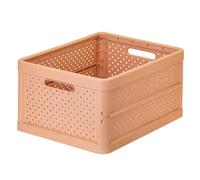 DEVESA Caja Plegable de Plástico Resistente, Caja Organizadora Apilable con Diseño Ventilado y Anti-Humedad para Hogar, Armario, Coche y Camping (Naranja, Grande (32L))