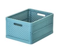 DEVESA Caja Plegable de Plástico Resistente, Caja Organizadora Apilable con Diseño Ventilado y Anti-Humedad para Hogar, Armario, Coche y Camping (Turquesa, Grande (32L))