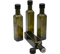 Devitre 4 botellas de aceite de 250 ml de cristal con vertedor y etiquetas