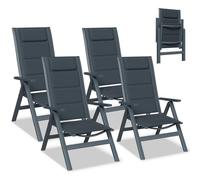 Devoko Juego de 4 Silla Plegable de jardín de Aluminio - Sillón de jardín Exterior Ajustable en 7 Posiciones, Silla portátil con Respaldo Alto Apta para Todas Las mesas de jardín, terraza y Piscina
