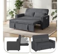 Devoko Sofá Cama Convertible, Loveseat de 2 Plazas con Descansaespaldas Ajustable, Sofá de Salón, Sofá Pequeño Retráctil de Tela de Corduroy Moderna, Color Gris, para Sala de Estar y Dormitorio
