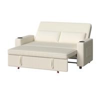 Devoko Sofá Cama Convertible, Loveseat de 2 Plazas con Descansaespaldas Ajustable, Sofá Pequeño Retráctil de Tela de Corduroy Moderna, Color Beige, para Sala de Estar y Dormitorio