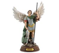 DevotedWalls Estatua de San Rafael de 10.2 pulgadas de alto pintada a todo color, ángel San Rafael con placa de nombre en la base, protección de viaje, patrón, arcángel, San Rafael, Estatua del